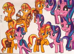 Size: 750x545 | Tagged: safe, artist:karadeg, derpibooru import, starlight glimmer, sunset shimmer, equestria girls, mirror magic, spoiler:eqg specials, bipedal, image, jpeg, traditional art