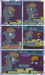 Size: 1920x3169 | Tagged: safe, artist:alexdti, derpibooru import, oc, oc:purple creativity, oc:umberto, oc:warm focus, pegasus, pony, unicorn, comic:quest for friendship, female, glasses, image, jpeg, male, shoulder devil, twilight's castle