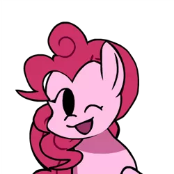 Size: 400x400 | Tagged: safe, artist:bbpanzu, ponerpics import, pinkie pie, earth pony, pony, female, friday night funkin', image, looking sideways, one eye closed, open mouth, png, simple background, smiling, solo, transparent background, wink