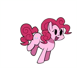 Size: 879x777 | Tagged: safe, artist:bbpanzu, ponerpics import, pinkie pie, earth pony, pony, female, friday night funkin', image, looking sideways, open mouth, png, rearing, simple background, smiling, solo, standing on two hooves, transparent background