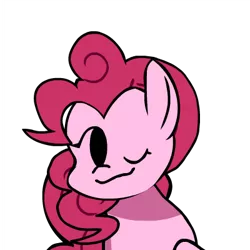 Size: 400x400 | Tagged: safe, artist:bbpanzu, ponerpics import, pinkie pie, earth pony, pony, female, friday night funkin', image, looking sideways, one eye closed, png, simple background, smiling, solo, transparent background, wink