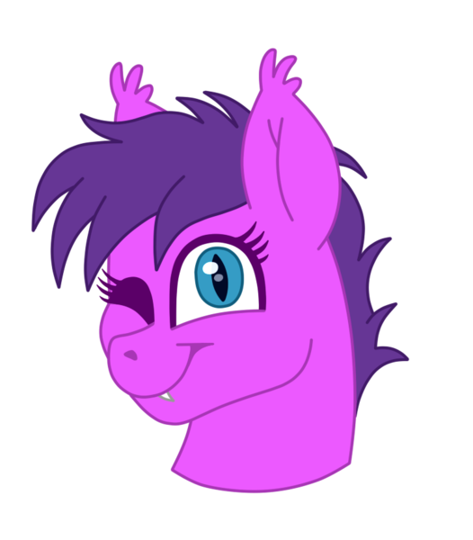 Size: 780x890 | Tagged: artist needed, safe, derpibooru import, oc, oc:melody bliss, bat pony, pony, bust, commission, image, one eye closed, png, portrait, simple background, solo, transparent background, wink