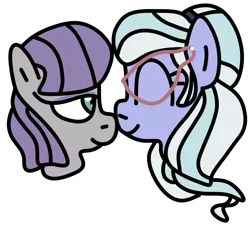 Size: 1000x900 | Tagged: safe, artist:jadethepegasus, derpibooru import, maud pie, sugarcoat, ponified, earth pony, pony, boop, equestria girls ponified, eyes closed, eyeshadow, female, glasses, image, lesbian, makeup, mare, maudcoat, noseboop, png, shipping, simple background, transparent background