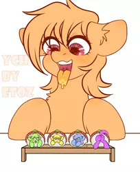 Size: 2200x2700 | Tagged: safe, artist:etoz, derpibooru import, oc, pony, :/, advertisement, auction, auction open, blushing, butt, butt blush, commission, drool, drool string, eating, female, food, happy, hungry, image, macro, mare, micro, non-fatal vore, open mouth, png, ponies in food, predator, prey, rice, scared, size difference, smiling, soft vore, sushi, sushi pony, table, teeth, tongue out, vore, wasabi, wingding eyes, ych example, your character here, your character here auction