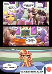 Size: 3541x5016 | Tagged: safe, artist:lummh, artist:shore2020, derpibooru import, sunset shimmer, pony, unicorn, comic:the princess of love, comic, cute, female, filly, filly sunset shimmer, image, male, mare, png, school, school of magic, shimmerbetes, stallion, teacher, young sunset shimmer, younger