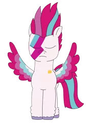 Size: 2448x3264 | Tagged: safe, artist:supahdonarudo, derpibooru import, zipp storm, pegasus, aladdin sane, colored wings, david bowie, eyes closed, face paint, front view, g5, image, png, reference, simple background, spread wings, transparent background, wings