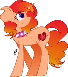 Size: 1194x1338 | Tagged: safe, artist:gallantserver, derpibooru import, oc, oc:coruscent capella, half-siren, hybrid, pony, unicorn, choker, female, image, interspecies offspring, magical lesbian spawn, mare, offspring, parent:adagio dazzle, parent:sunset shimmer, parents:sunsagio, png, simple background, solo, spiked choker, transparent background