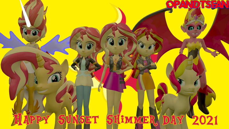 Size: 3840x2160 | Tagged: safe, artist:optimussparkle, derpibooru import, sunset shimmer, pony, unicorn, equestria girls, equestria girls series, 3d, daydream shimmer, geode of empathy, image, magical geodes, png, self ponidox, source filmmaker, sunset satan, sunset shimmer day