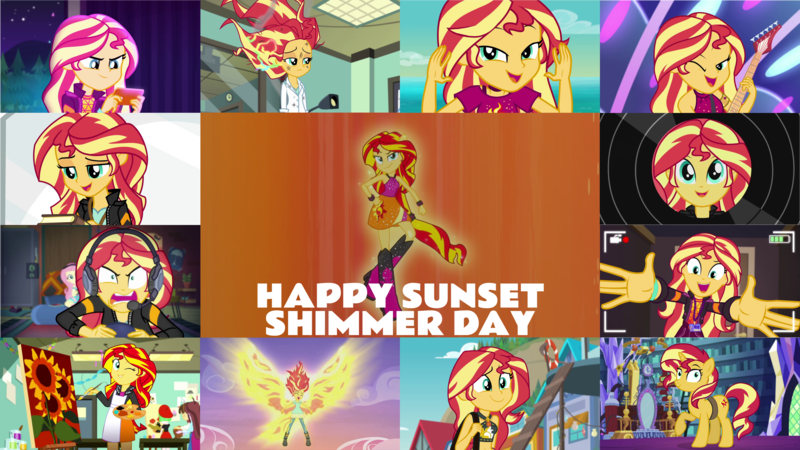 Size: 4331x2438 | Tagged: safe, derpibooru import, edit, edited screencap, editor:quoterific, screencap, sunset shimmer, ponified, pony, unicorn, eqg summertime shorts, equestria girls, equestria girls series, forgotten friendship, friendship games, game stream, how to backstage, i'm on a yacht, mirror magic, my past is not today, spring breakdown, the last drop, spoiler:eqg series (season 2), spoiler:eqg specials, apron, art, art class, bikini, clothes, flower, guitar, image, musical instrument, open mouth, paint, paintbrush, painting, phone, png, ponied up, purse, sarong, solo, sunflower, sunset shimmer day, swimsuit, tell me what you need, the last drop: sunset shimmer