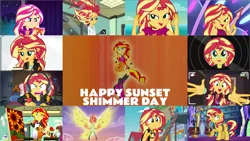 Size: 4331x2438 | Tagged: safe, derpibooru import, edit, edited screencap, editor:quoterific, screencap, sunset shimmer, ponified, pony, unicorn, eqg summertime shorts, equestria girls, equestria girls series, forgotten friendship, friendship games, game stream, how to backstage, i'm on a yacht, mirror magic, my past is not today, spring breakdown, the last drop, spoiler:eqg series (season 2), spoiler:eqg specials, apron, art, art class, bikini, clothes, flower, guitar, image, musical instrument, open mouth, paint, paintbrush, painting, phone, png, ponied up, purse, sarong, solo, sunflower, sunset shimmer day, swimsuit, tell me what you need, the last drop: sunset shimmer