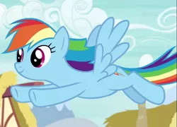 Size: 729x524 | Tagged: safe, derpibooru import, screencap, rainbow dash, pegasus, pony, newbie dash, cropped, cute, dashabetes, flying, image, png, smiling, solo