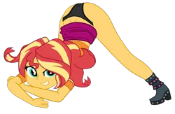 Size: 2341x1531 | Tagged: suggestive, artist:gmaplay, derpibooru import, sunset shimmer, equestria girls, ass, black underwear, bunset shimmer, butt, clothes, dimples of venus, face down ass up, image, jacko challenge, meme, png, solo, underwear