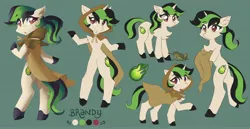 Size: 4096x2119 | Tagged: safe, artist:saxopi, derpibooru import, oc, oc:brandy, unofficial characters only, frog, pony, unicorn, bipedal, cloak, clothes, commission, cute, cutie mark, eye clipping through hair, eyebrows, eyebrows visible through hair, eyelashes, fire, fireball, green fire, high res, horn, image, jpeg, looking back, multicolored mane, multicolored tail, open mouth, raised hoof, red eyes, reference sheet, simple background, smiling, solo, standing on two hooves, surprised, tail, teeth, unicorn oc, wide eyes