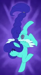 Size: 556x1000 | Tagged: safe, artist:akuoreo, derpibooru import, oc, unofficial characters only, pegasus, pony, ^^, braid, braided tail, eyes closed, female, image, mare, on one hoof, on one leg, png, solo, tail