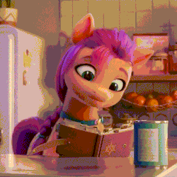 Size: 536x536 | Tagged: safe, derpibooru import, screencap, sunny starscout, earth pony, pony, my little pony: a new generation, spoiler:g5, spoiler:my little pony: a new generation, animated, beans, book, cropped, cute, female, food, g5, gif, image, kitchen, solo, sunnybetes