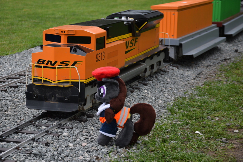 Size: 1620x1080 | Tagged: safe, derpibooru import, oc, oc:steel road, image, jpeg, locomotive, photo, plushie, rail, railroad, railway station, railway track, sopot, train, train station