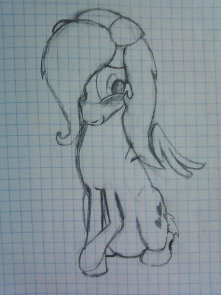 Size: 960x1280 | Tagged: safe, artist:zombietator, derpibooru import, oc, oc:claire, unofficial characters only, pegasus, pony, embarrassed, female, graph paper, image, jpeg, lineart, mare, pegasus oc, solo, traditional art, wings