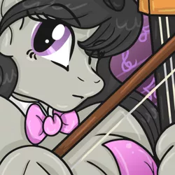 Size: 500x500 | Tagged: suggestive, artist:akuoreo, derpibooru import, octavia melody, anthro, earth pony, bow (instrument), breasts, cello, female, icon, image, musical instrument, png, solo, solo female