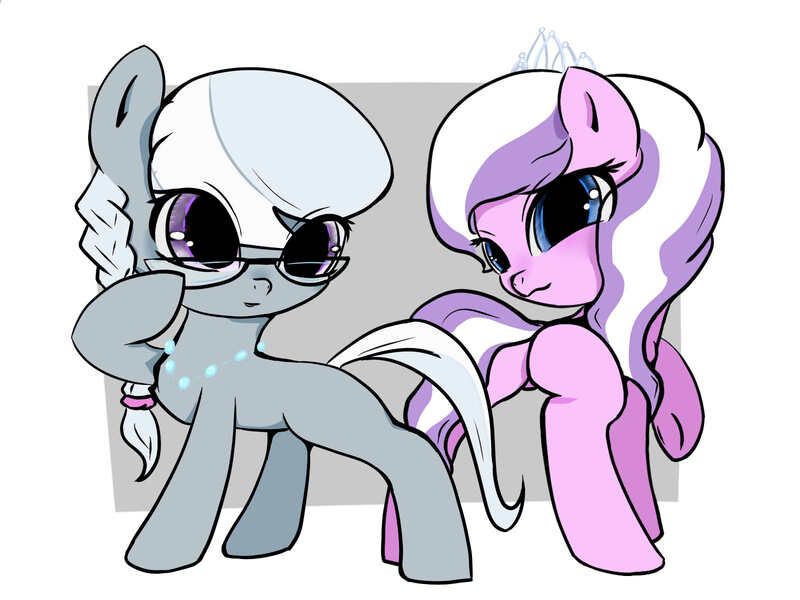 Size: 1600x1200 | Tagged: safe, derpibooru import, diamond tiara, silver spoon, earth pony, pony, braid, duo, duo female, female, glasses, image, jewelry, jpeg, necklace, pearl necklace, ponytail, simple background, tiara