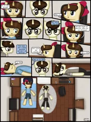 Size: 1750x2333 | Tagged: safe, artist:99999999000, derpibooru import, oc, oc:cwe, oc:mar baolin, unofficial characters only, pony, unicorn, comic:visit, clothes, comic, female, glasses, image, male, png