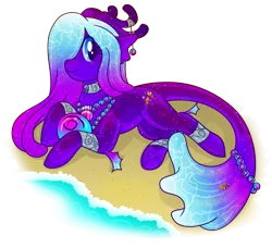 Size: 1097x1000 | Tagged: safe, artist:akuoreo, derpibooru import, oc, unofficial characters only, goo, goo pony, original species, anklet, female, fish tail, image, jewelry, necklace, pearl necklace, png, solo, tail