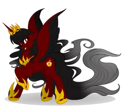 Size: 1000x917 | Tagged: safe, artist:akuoreo, derpibooru import, oc, unofficial characters only, alicorn, pony, alicorn oc, colored wings, crown, female, hoof shoes, horn, image, jewelry, mare, png, regalia, simple background, solo, transparent background, two toned wings, wings