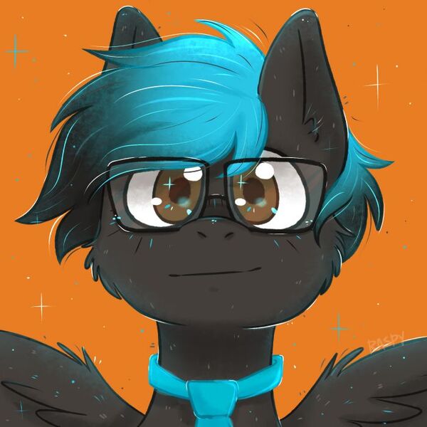 Size: 700x700 | Tagged: safe, artist:raspy, derpibooru import, oc, oc:mysterious star, pegasus, pony, bust, glasses, headshot commission, image, jpeg, necktie, portrait, solo