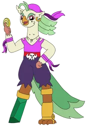 Size: 2100x3044 | Tagged: safe, artist:supahdonarudo, derpibooru import, captain celaeno, avian, parrot pirates, my little pony: the movie, amputee, bandana, belt buckle, captain syrup, coin, ear piercing, earring, image, jewelry, necklace, peg leg, piercing, pirate, png, prosthetic leg, prosthetic limb, prosthetics, simple background, transparent background, wario land