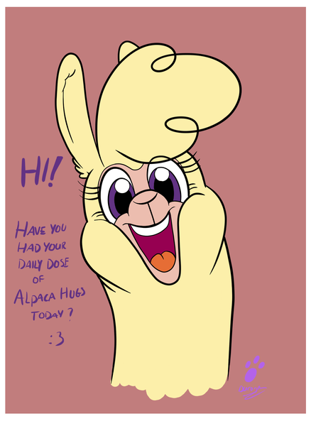 Size: 1304x1787 | Tagged: safe, artist:duragan, derpibooru import, them's fightin' herds, bust, community related, cute, derpibooru exclusive, fluffy, image, imminent hugs, paprika can talk, paprikadorable, paprika (tfh), png, question, smiling, talking to viewer