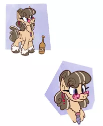 Size: 748x910 | Tagged: safe, artist:anonymous, ponybooru import, oc, oc:aunt arctica, unofficial characters only, pony, taiga pony, /mlp/, amulet, chest fluff, egg nog, female, fluffy, glasses, image, jewelry, mare, png, simple background, solo, talisman, unshorn fetlocks, white background