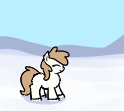Size: 676x605 | Tagged: safe, artist:neuro, ponybooru import, oc, unofficial characters only, pony, taiga pony, animated, attack, boot, buck, butt fluff, chest fluff, cute, female, fluffy, gif, image, kick, mare, snow, solo, that pony sure does love boots, unshorn fetlocks