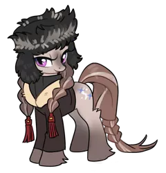 Size: 1101x1145 | Tagged: safe, artist:marbo, ponerpics import, oc, oc:boreal blanket, unofficial characters only, pony, taiga pony, /mlp/, braid, clothes, coat markings, female, fluffy, hat, hock fluff, image, looking at you, mare, png, simple background, socks (coat marking), solo, transparent background, ushanka