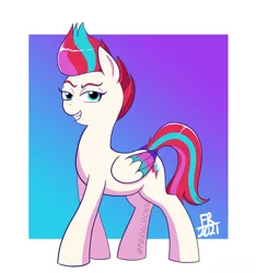Size: 1242x1326 | Tagged: safe, artist:feralroku, derpibooru import, zipp storm, pegasus, pony, my little pony: a new generation, female, folded wings, g5, gradient background, image, jpeg, smiling, solo, wings