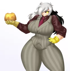 Size: 2500x2530 | Tagged: safe, artist:kreativekailyn, derpibooru import, discord, human, big breasts, breasts, discord (program), eris, humanized, image, namesake, png, pun, rule 63, simple background, visual pun, white background