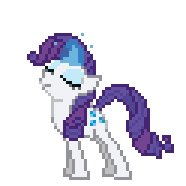 Size: 186x186 | Tagged: artist needed, safe, derpibooru import, rarity, pony, unicorn, animated, eyes closed, female, gif, glow, glowing horn, horn, image, magic, magic aura, mare, pixel art, simple background, smiling, solo, sprite, transparent background
