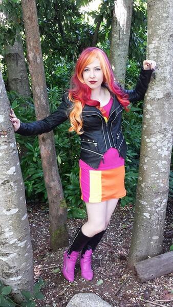 Size: 540x960 | Tagged: safe, artist:littlemissbloo, derpibooru import, sunset shimmer, human, clothes, cosplay, costume, image, irl, irl human, jpeg, photo