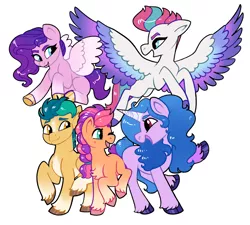 Size: 2000x1800 | Tagged: safe, artist:loryska, derpibooru import, hitch trailblazer, izzy moonbow, pipp petals, sunny starscout, zipp storm, earth pony, pegasus, pony, unicorn, g5, image, mane five (g5), png