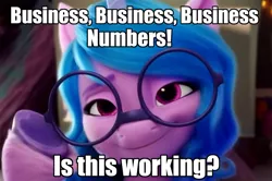Size: 1159x771 | Tagged: safe, derpibooru import, izzy moonbow, my little pony: a new generation, spoiler:my little pony: a new generation, g5, glasses, heart, heart hoof, image, jpeg, looking at you, text, the lego movie, unikitty
