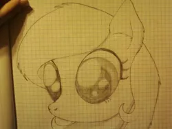 Size: 640x480 | Tagged: safe, artist:zombietator, derpibooru import, oc, oc:claire, unofficial characters only, earth pony, pony, bust, earth pony oc, eyelashes, female, graph paper, image, jpeg, lineart, mare, solo, traditional art