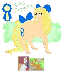 Size: 784x889 | Tagged: safe, artist:dr4m4-qu33n, derpibooru import, apple brown betty, prince blueblood, oc, unofficial characters only, earth pony, pony, unicorn, apple family member, bow, colored hooves, crack ship offspring, female, hair bow, horn, image, male, mare, png, raised hoof, screencap reference, simple background, stallion, transparent background, unicorn oc