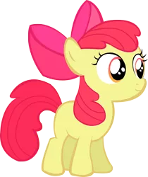 Size: 2000x2380 | Tagged: safe, artist:franpaz, derpibooru import, apple bloom, earth pony, pony, apple bloom's bow, bow, female, filly, hair bow, high res, image, orange eyes, png, red mane, simple background, smiling, solo, standing, transparent background, vector