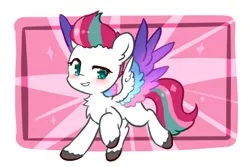 Size: 1882x1259 | Tagged: safe, artist:yilo, derpibooru import, zipp storm, pegasus, pony, blushing, chest fluff, female, g5, image, jpeg, mare, smiling, solo, spread wings, tail, unshorn fetlocks, wings