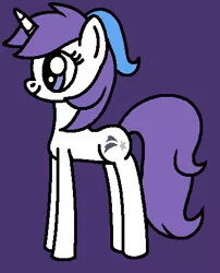 Size: 371x459 | Tagged: safe, artist:rainbowbro58, derpibooru import, glory, pony, unicorn, cute, female, g1, g1 to g4, g4, generation leap, glorybetes, horn, image, mare, ms paint, png, purple background, purple tail, simple background, smiling, solo, standing, tail
