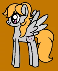 Size: 372x459 | Tagged: safe, artist:rainbowbro58, derpibooru import, surprise, pegasus, pony, adoraprise, cute, female, g0 to g4, g1, g1 to g4, g4, generation leap, image, mare, my pretty pony, orange background, pink eyes, png, simple background, smiling, solo, spread wings, standing, tail, wings, yellow mane, yellow tail