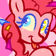 Size: 180x180 | Tagged: safe, artist:melonmilk, derpibooru import, pinkie pie, earth pony, pony, doodle, image, pixel art, png, profile picture, solo