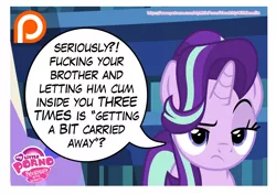 Size: 2184x1536 | Tagged: suggestive, derpibooru import, editor:wild stallions, starlight glimmer, comic:the first incestuous foal of sunset shimmer, my little porno: friendship with benefits, explicit source, image, implied incest, implied sunburst, implied sunset shimmer, library, offscreen character, patreon, png, preview, solo, twilight's castle, twilight's castle library