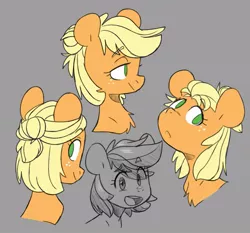 Size: 951x886 | Tagged: safe, artist:chub-wub, derpibooru import, applejack, alternate hairstyle, bust, chest fluff, cute, hair up, image, jackabetes, jpeg, looking at you, no pupils, open mouth, portrait, profile, short hair, short mane, solo