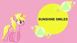 Size: 4400x2475 | Tagged: safe, artist:thebosscamacho, derpibooru import, edit, editor:quoterific, sunshine smiles, pony, unicorn, board, female, high res, image, mare, png, simple background, solo, text, wallpaper