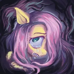 Size: 1920x1920 | Tagged: safe, artist:melonmilk, derpibooru import, fluttershy, pegasus, pony, crying, digital painting, image, painting, png, solo, tears of sadness, teary eyes