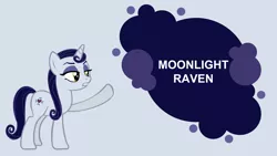 Size: 4400x2475 | Tagged: safe, artist:thebosscamacho, derpibooru import, edit, editor:quoterific, moonlight raven, pony, unicorn, board, female, high res, image, mare, png, simple background, solo, text, wallpaper
